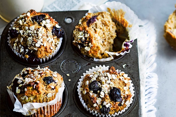 Almond Breakfast Muffins Recipe with Apricot and Blueberry