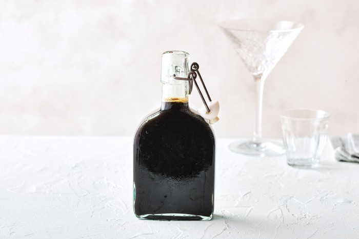 A bottle of homemade coffee syrup