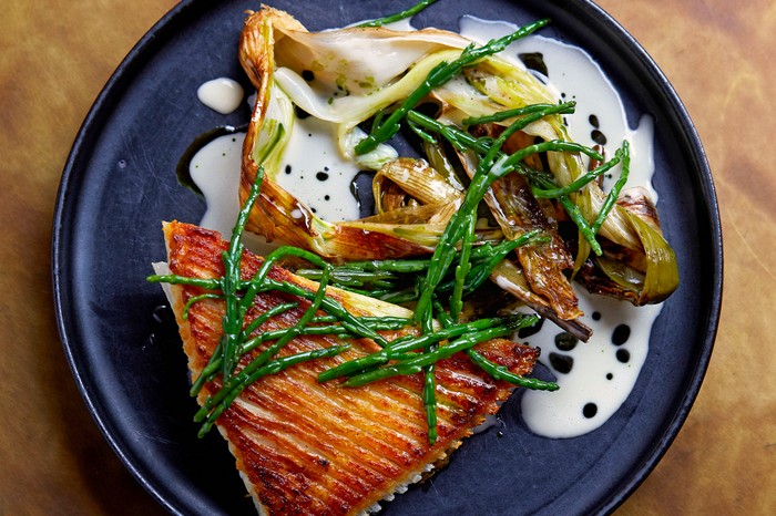 Roasted Skate Wing Recipe with Leeks and Samphire