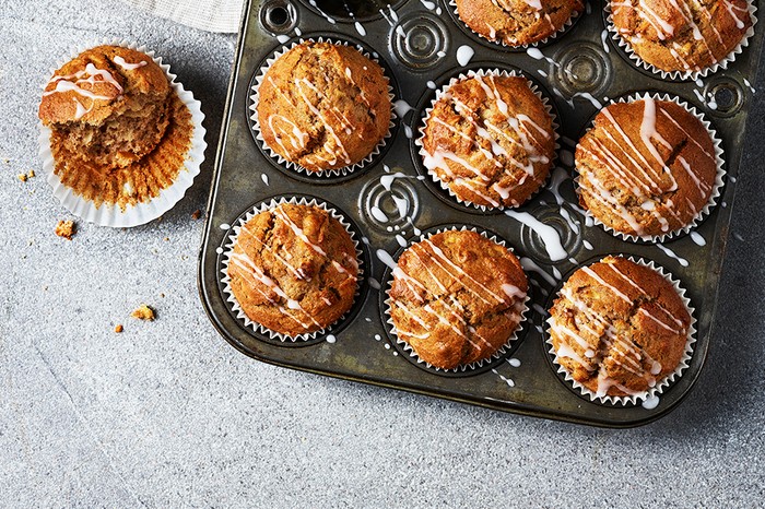 A batch of muffins in a muffin tin