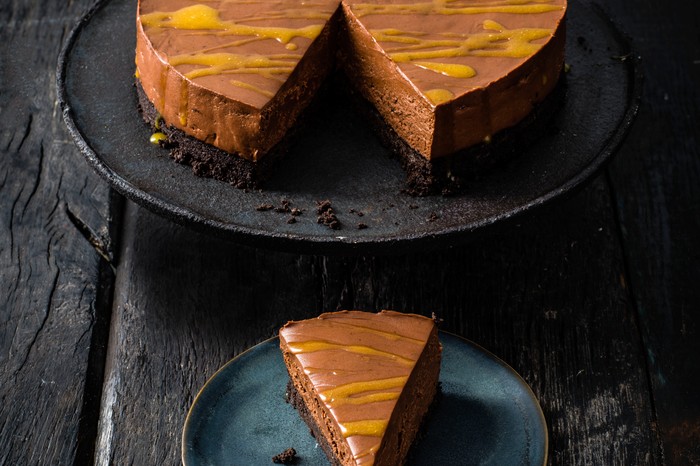 Dark Chocolate Cheesecake Recipe with Passion Fruit