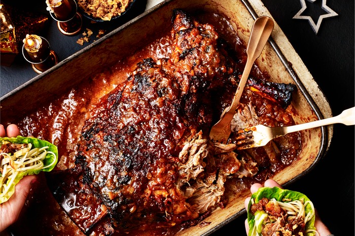 Pulled Lamb Shoulder Recipe with Plums